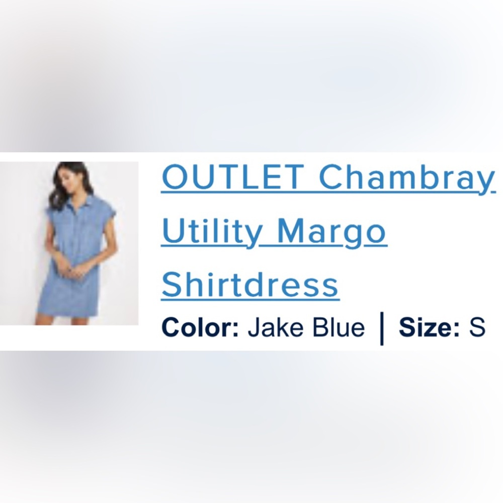 NWT Vineyard Vines Chambray Shirt Dress, Jake Blue, Small